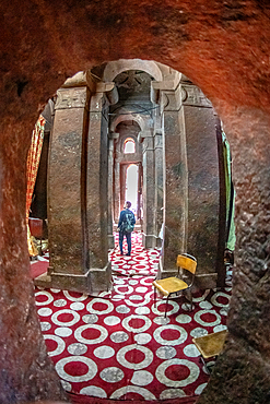 Rock hewn monolithic church of Bet Golgotha (House of Golgotha Mikael), known for its arts and said to contain the tomb of King Lalibela) in Lalibela, Ethiopia