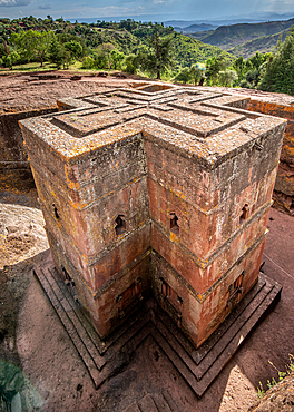 Rock hewn monolithic church of Bet Giyorgis (Church of St. George) in Lalibela, Ethiopia