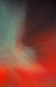 April 17/18, 2001 aurora, taken from home in Alberta. Looking straight up at zenith.