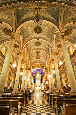 Interior of Basilica de la Inmaculada Concepcion (Cathedral of the Immaculate Conception) in downtown Mazatlan, Sinaloa, Mexico.