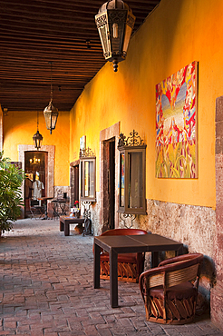 Patio of Casa Canal furniture store in San Miguel de Allende, Mexico.