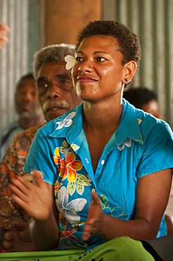 Fijian woman in village of Naveyago on the Sigatoka River, Viti Levu Island, Fiji.