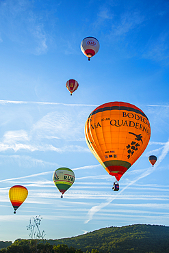 Hot-air balloons. Navarre, Spain, Europe