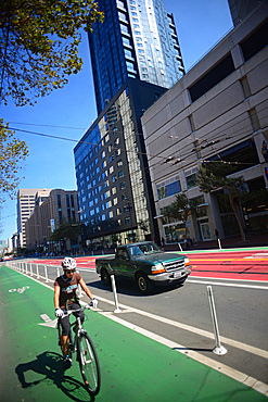 Bicycle lane in Market Street, San Francisco,