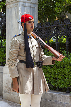 Greek soldier, an Evzone, outside the Presidential Palace, Athens, Greece