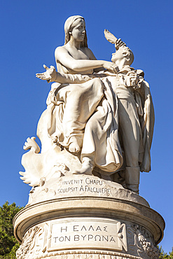 Lord Byron statue by French sculptors Henri-Michel Chapu and Alexandre Falguiere, National Gardens, Athens, Greece