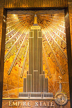 Empire State Building entrance lobby wall plaque, 5th Avenue, Manhattan, New York City, New York, USA