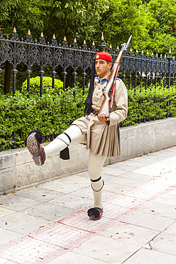 Greek soldier, an Evzone, outside the Presidential Palace, Athens, Greece