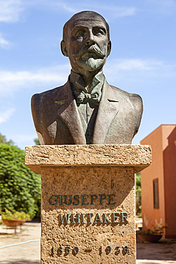 Bust of Giuseppe Whitaker, Mozia, near Stagnone, Marsala and Trapani, Sicily, Italy