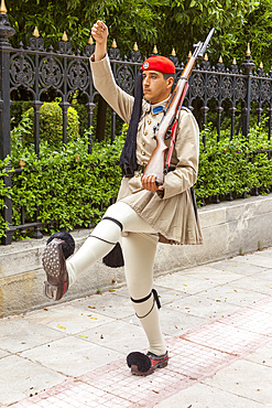 Greek soldier, an Evzone, outside the Presidential Palace, Athens, Greece