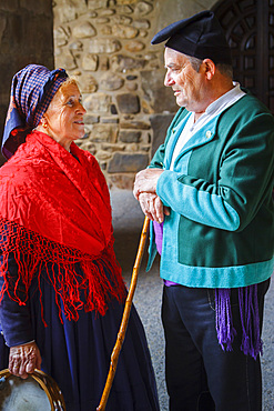 People in regional costume. Orujo fair. 
Potes, Comarca of Liebana. Cantabria, Spain.