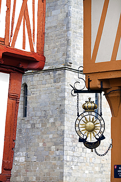 Sign of a clockmaker's, Vannes, department of Morbihan, region of Brittany, France