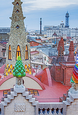 Rooftop of Palau Guell, Barcelona, Catalonia, Spain