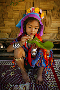 Life of a young girl of the Longneck tribe in Myanmar