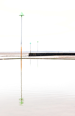 Tidal pool at low tide at Leigh on Sea, Essex, England, United Kingdom, Europe