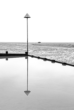 Tidal pool at low tide at Leigh on Sea, Essex, England, United Kingdom, Europe