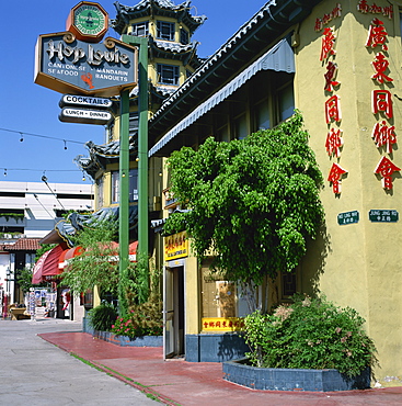 Exterior of a restaurant on a street in Chinatown, Los Angeles, California, United States of America, North America