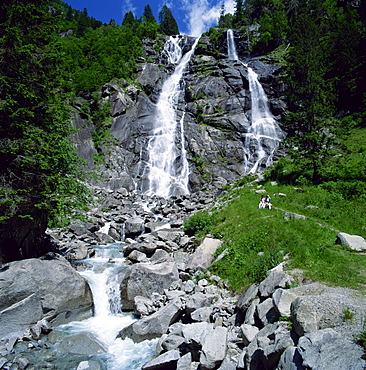 The Cascata di Nardis in the Val di Genova in the Brenta Massif in the Trentino Alto Adige region, Italy, Europe