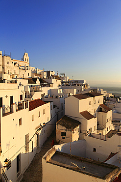 Pueblo blanco historic village whitewashed houses on hillside, Vejer de la Frontera, Cadiz Province, Spain