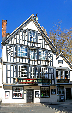 The Hatchet Inn pub, historic half timbered building, Frogmore Street, city centre of Bristol, England, UK built 1606