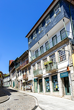 Historic buildings and street in town of Amarante, Portugal, Europe
