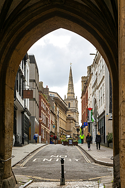 View to Christ Church with St Ewen, from church of Saint John in the Wall, Broad Street, Bristol, England, UK