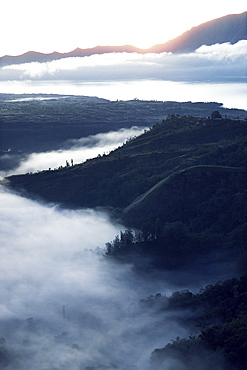 Mount Batur volcano and lake at sunrise, Bali, Indonesia, Southeast Asia, Asia