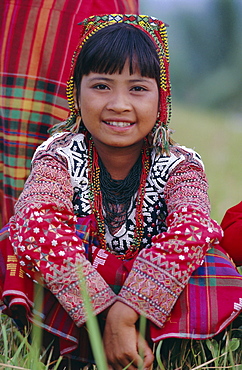 Portrait of a girl from the Kalaban tribe in traditional dress, famous for Eric an ethnic dance (joy and happiness), South Cotabato P. island of  Mindanao, Philippines, Southeast Asia, Asia