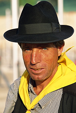 Portrait of man in traditional dress at the Festa de Santa Antonio (Lisbon Festival), Lisbon, Portugal, Europe