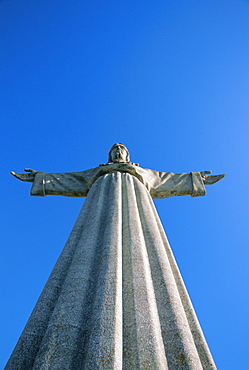 Christo Rei (28m tall), statue of Christ, in Cacilhas suburb across the Rio Tejo, Lisbon, Portugal, Europe