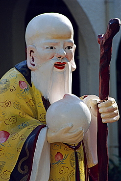 Close-up of a statue of an old Chinese Confucian sage at the Tanglin Shopping Centre in Singapore, Southeast Asia, Asia