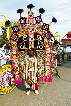 Drivers dress to pull rickshaws up Durban's Marine Parade, South Africa, Africa