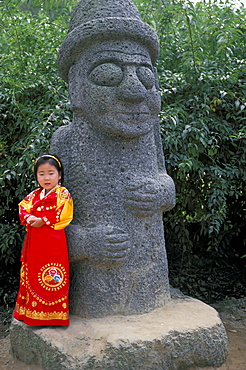 Native god, Harubang statue, Cheju Island, South Korea, Asia