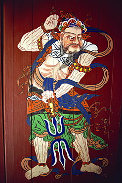 Painting on a door of a temple at Haein-Sa, Korea, Asia