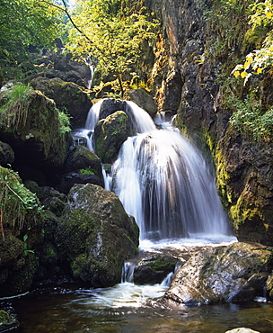 Lordor Cascade, Borrowdale, Lake District, Cumbria, England, United Kingdom, Europe