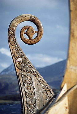 Detail of the replica of a 9th century AD Viking ship, Oseberg, Norway, Scandinavia, Europe