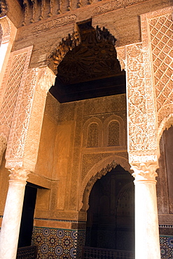 Arches, Ben Youssef Madrassa, Marrakesh, Morocco, North Africa, Africa