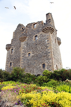 View of castle at Scalloway on Shetland's Mainland, Shetland Islands, Scotland, United Kingdom, Europe