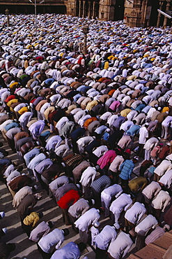 Muslims gather for prayers at the Jama Masjid (Friday Mosque), Ahmedabad, Gujarat State, India