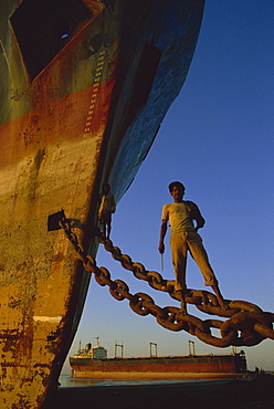 Ship breakers yard, Alang, Gujarat, India, Asia