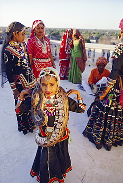 Girl with a python, part of a traditional Kalbalia dance troupe, Rajasthan, India
