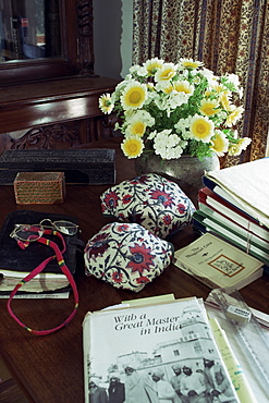 Interior, desk top detail, new build residential home, near Jaipur, Rajasthan state, India, Asia