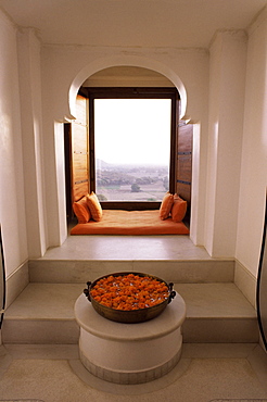 Seating area in the honeymoon suite, Devi Garh Fort Palace Hotel, near Udaipur, Rajasthan state, India, Asia