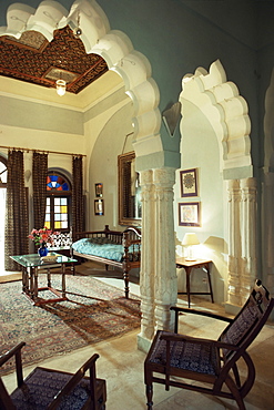 Bedroom suite, Neemrana Fort Palace Hotel, Neemrana, Rajasthan state, India, Asia