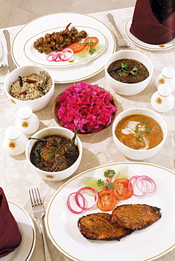 Food from the menu, Usha Kiran Palace Hotel, Gwalior, Madhya Pradesh state, India, Asia 