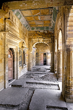 Morvi Temple (the Secretariat) an administrative building with a Hindu temple in the centre, built in the 19th century and being restored following the 1997 earthquake, Morvi, Gujarat, India, Asia