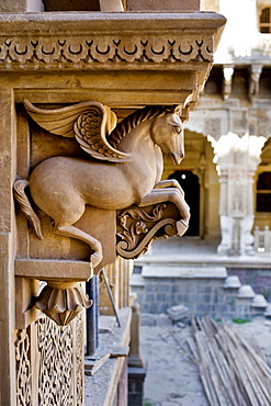 Morvi Temple (the Secretariat) an administrative building with a Hindu temple in the centre, built in the 19th century and being restored following the 1997 earthquake, Morvi, Gujarat, India, Asia