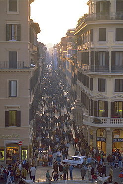 Via Condotti from the Spanish Steps, Rome, Lazio, Italy, Europe