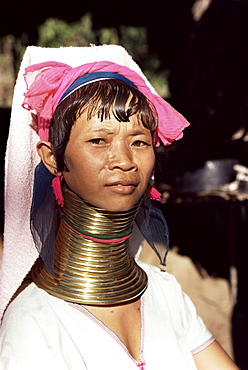 Paduang woman (Long-necked people) (Long-Necked Karen), Thai/Burma border Thailand, Southeast Asia, Asia