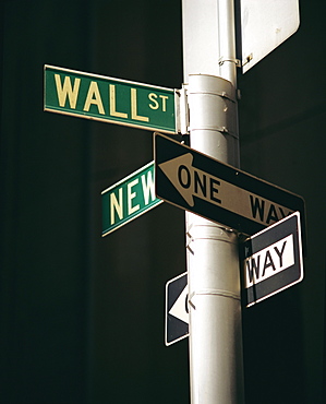 Wall Street sign, New York City, New York State, USA, North America